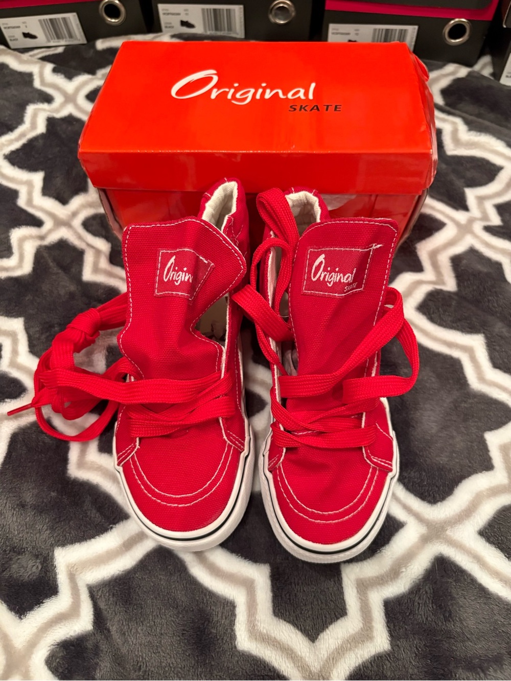 Kid’s Skate Red High-Top Canvas Sneakers